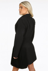 Pleated Hem Tailored Blazer Dress