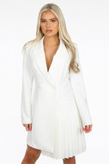 Pleated Hem Tailored Blazer Dress