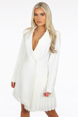 Pleated Hem Tailored Blazer Dress