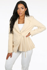 Pleated Hem Tailored Blazer