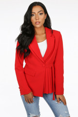 Pleated Hem Tailored Blazer