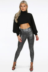 Metallic Snake Print Leggings