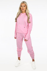 Knitted Ruched Hooded Loungewear Set