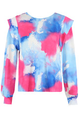 Tie Dye Print Round Neck Tops