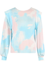 Tie Dye Print Round Neck Tops