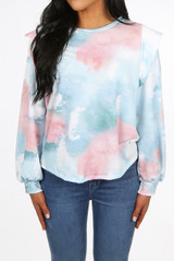 Tie Dye Print Round Neck Tops