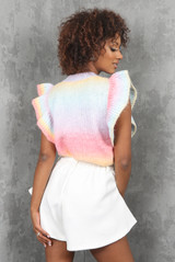 Ombre Stripe Frill Knit Top 