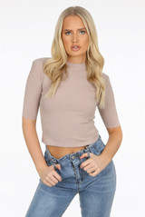 High Neck Ribbed Top