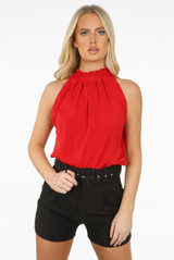 High Neck Sleeveless Blouse