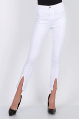 High Waisted Ankle Slit Jeans