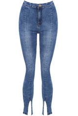 High Waisted Ankle Slit Jeans