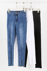 High Waisted Ankle Slit Jeans