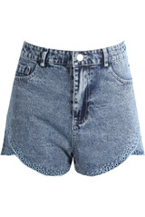 Embroidered Hem Denim Shorts