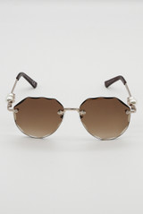 Bevel Edge Rimless Aviator Sunglasses