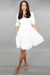 Cotton Square Neck Smock Dress