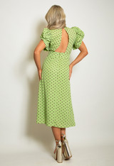 Backless Polka Dot Midi Dress