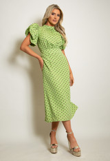 Backless Polka Dot Midi Dress