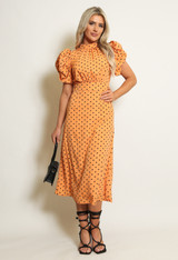 Backless Polka Dot Midi Dress