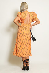 Backless Polka Dot Midi Dress