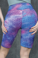 Tie Dye Print Waffle Sports Cycling Shorts