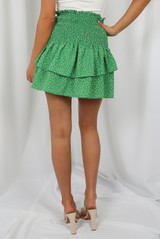 Polka Dot Print Tier Hem Mini Skirt