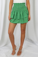 Polka Dot Print Tier Hem Mini Skirt