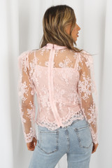 Pussy Bow Lace Sheer Blouse