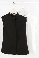 Sleeveless Grandad Collar Shirt