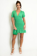 Polka Dot Print V Neck Mini Dress