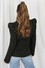 Exaggerated Shoulder Double Breasted Blazer