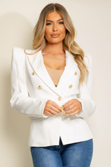 Exaggerated Shoulder Double Breasted Blazer