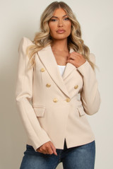 Exaggerated Shoulder Double Breasted Blazer