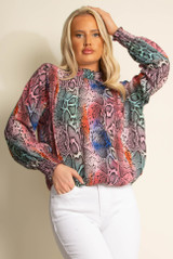 Leopard Print High Neck Blouse
