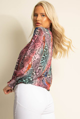 Leopard Print High Neck Blouse