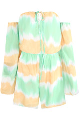 Tie Dye Print Off Shoulder Knotted Playsuit