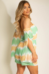 Tie Dye Print Off Shoulder Knotted Playsuit