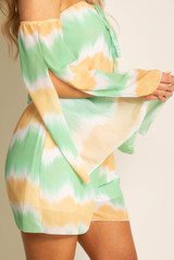 Tie Dye Print Off Shoulder Knotted Playsuit