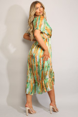 Watercolour Print Wrap Look Dress