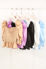 Shirred Satin Bardot Tops