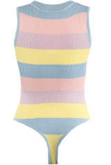 Rainbow Print Low Neck Ribbed Bodysuit 