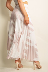 Dog Tooth Print Pleated Maxi Skirt