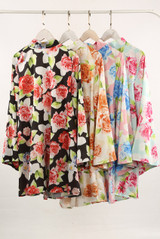 Shiny Floral Print Open Back Shift Dress