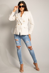 Dogtooth Tweed Tailored Blazer