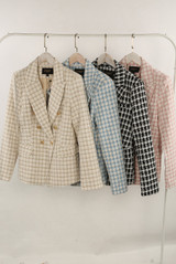 Dogtooth Tweed Tailored Blazer