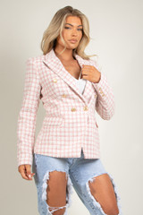 Dogtooth Tweed Tailored Blazer
