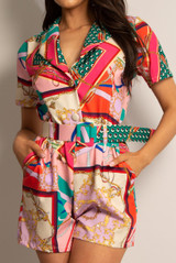 Scarf Print Belted Playsuit