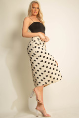 Polka Dot Twist Front Midi Skirt