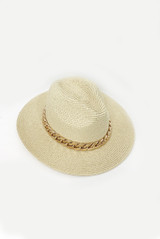 Woven Fedora Hat With Chain