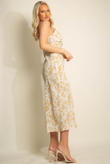 Floral Watercolour Midi Dress With Slit