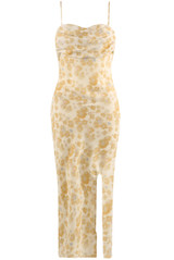 Floral Watercolour Midi Dress With Slit